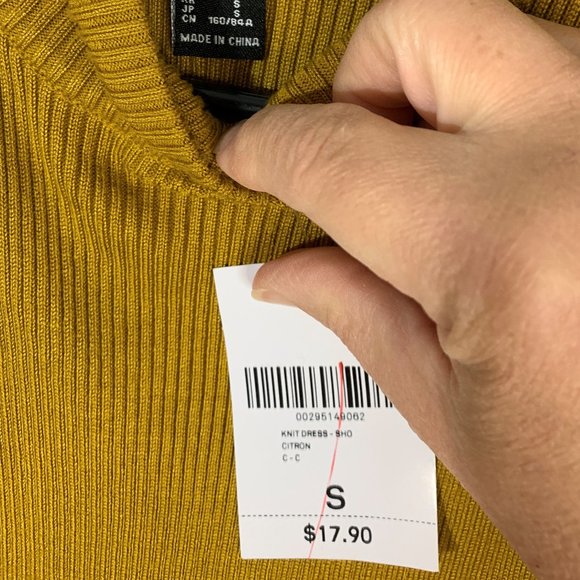 5 for $20 📢NWT Forever 21 Sleeveless Knit Bodycon Dress Size Small Mustard - Picture 5 of 5